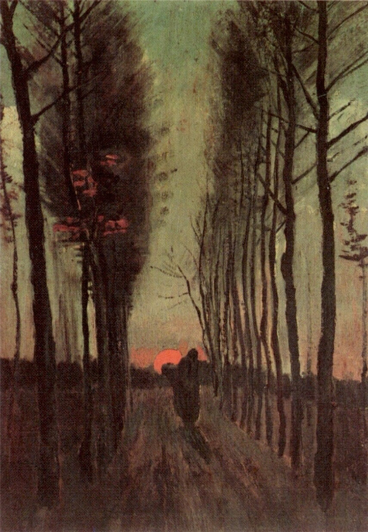 Avenue Of Poplars At Sunset Van Gogh Oil Painting